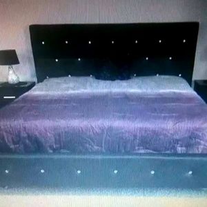 King size leather bed with mattress and 2 night st